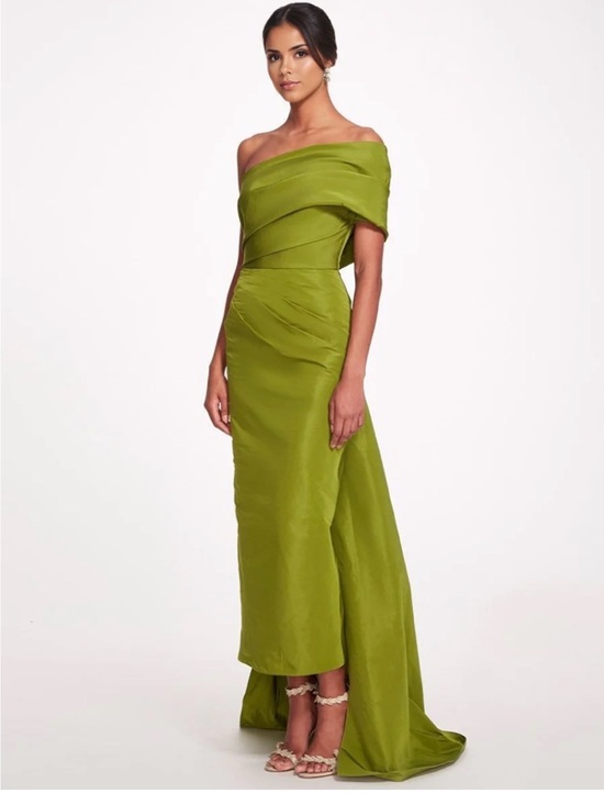 Natori Dresses & Skirts - Natori One-Shoulder Olive Green Evening Dress